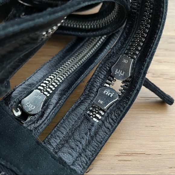 Giuseppe Zanotti Design x BALMAIN Black Suede Ankle Bootie Criss Cross Zips 38½︎ - Picture 9 of 11